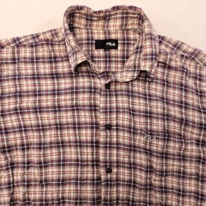 Fila Tartan Flannel Casual Button Up Shirt Mens Size Large L Blue White